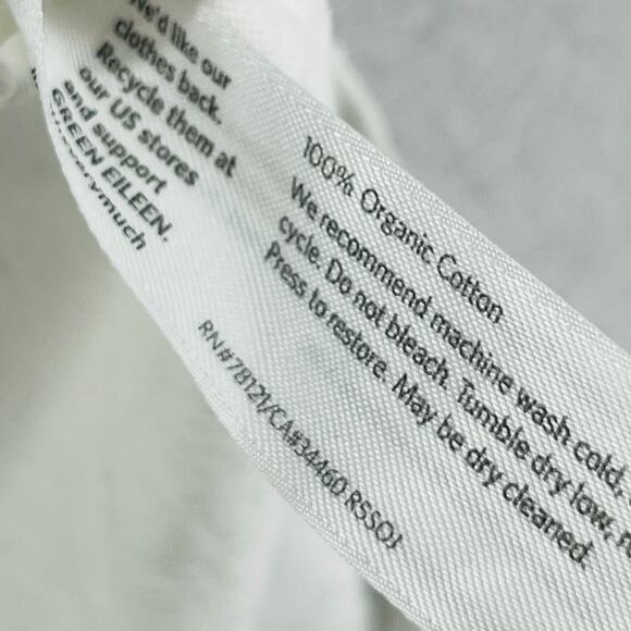 EILEEN FISHER Top M Slub Jersey Organic Cotton Boat Neck Long Sleeve White - Picture 9 of 12